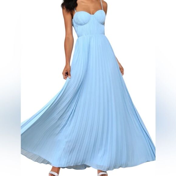 Lulu’s Admirable Pleated Bustier Maxi Dress New Size XL - Picture 3 of 4